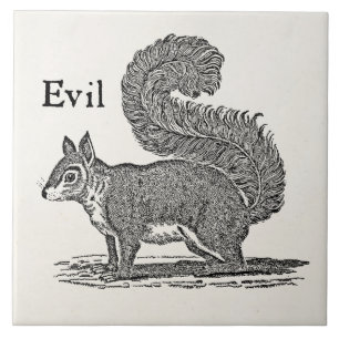 Vintage 1800s Evil Squirrel Illustration Tile