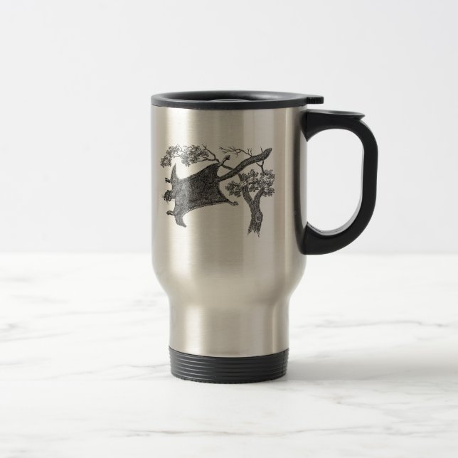 Vintage 1800s Flying Squirrel - Sugar Glider Travel Mug (Right)