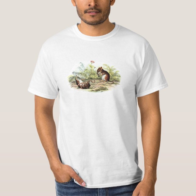 Vintage 1800s Harvest Mouse Illustration Mice T-Shirt (Front)