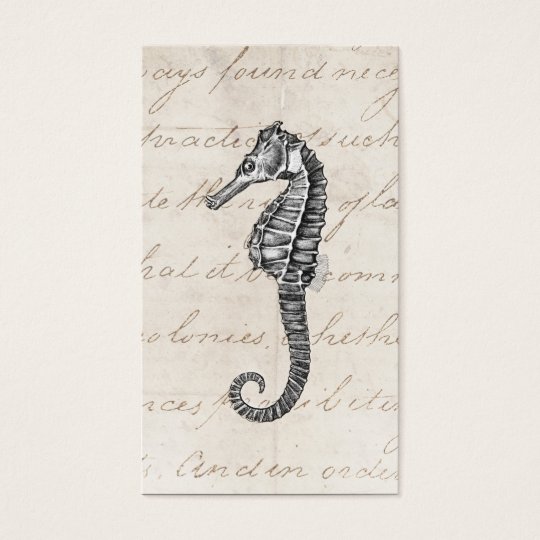 Vintage 1800s Hawaiian Sea Horse Illustration Business Card