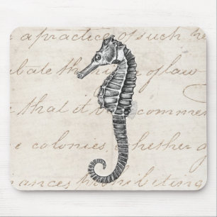 Vintage 1800s Hawaiian Sea Horse Illustration Mouse Mat