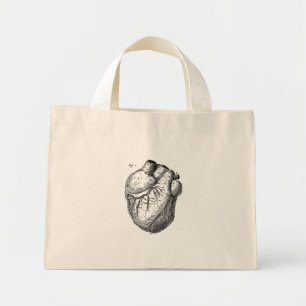 Vintage 1800s Heart Retro Cardiac Anatomy Hearts Mini Tote Bag