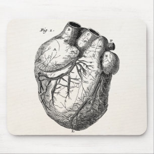 Vintage 1800s Heart Retro Cardiac Anatomy Hearts Mouse Mat