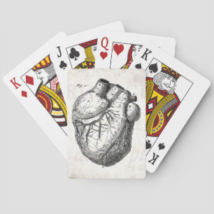 Vintage 1800s Heart Retro Cardiac Anatomy Hearts Playing Cards