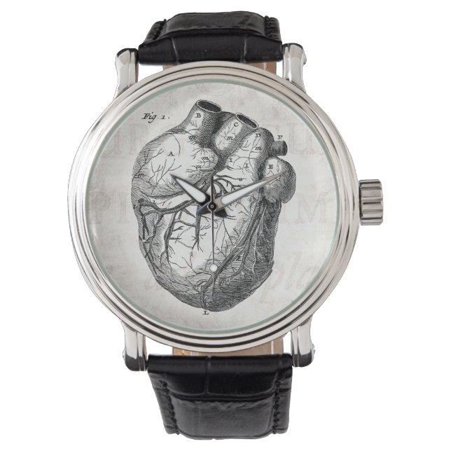Vintage 1800s Heart Retro Cardiac Anatomy Hearts Watch (Front)