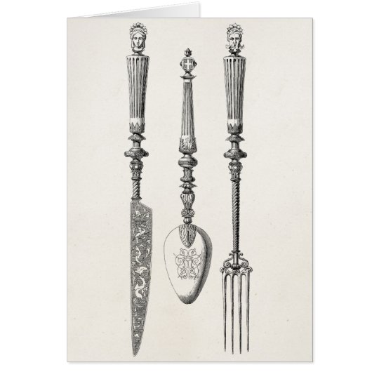 Vintage 1800s Knife Fork Spoon Knives Old Cutlery Card