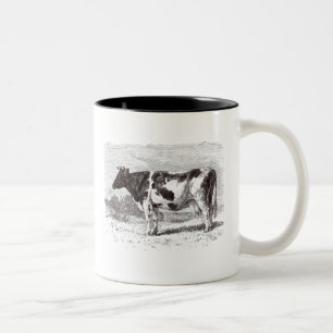 Vintage 1800s Large Dutch Cow Retro Cows Template Two-Tone Coffee Mug