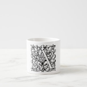Vintage 1800s Letter A Monogram - Monogrammed 'A' Espresso Cup
