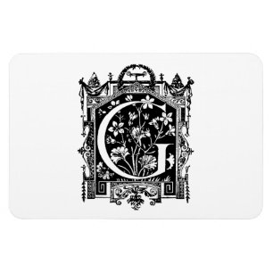 Vintage 1800s Letter G Monogram Illustration Magnet