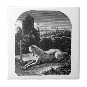 Vintage 1800s Loyal Greyhound Dog Tile
