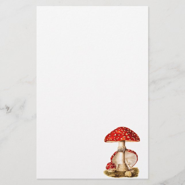 Vintage 1800s Mushroom Red Mushrooms Template Stationery (Front)