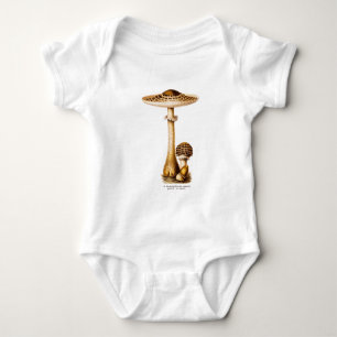 Vintage 1800s Mushroom Spotted Mushrooms Template Baby Bodysuit