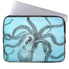 Vintage 1800s Octopus on Teal Blue Watercolor