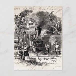 Vintage 1800s Panama Canal Railroad Train Template Postcard