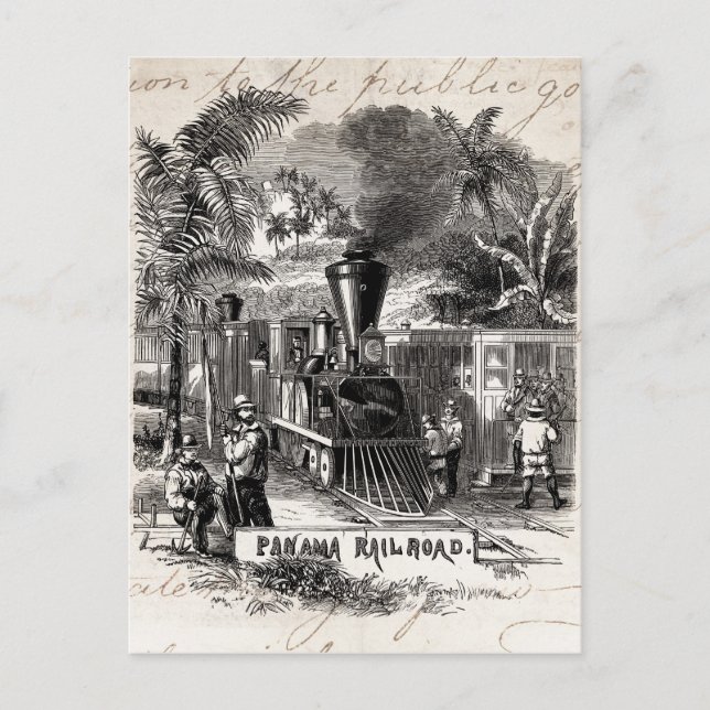 Vintage 1800s Panama Canal Railroad Train Template Postcard (Front)