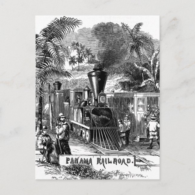 Vintage 1800s Panama Canal Railroad Train Template Postcard (Front)