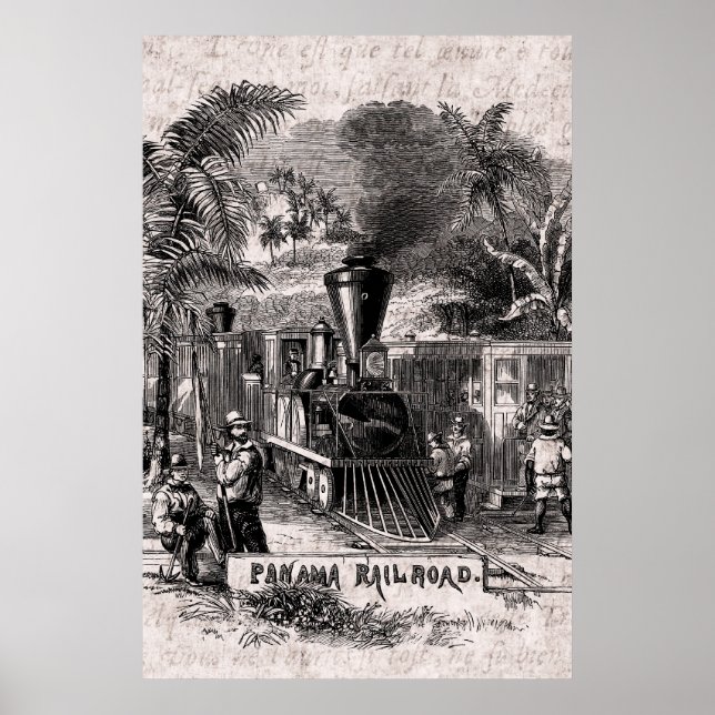 Vintage 1800s Panama Canal Railroad Train Template Poster (Front)
