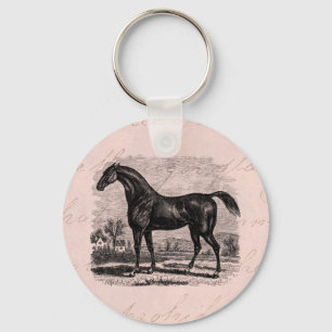 Vintage 1800s Race Horse Retro Thoroughbred Horses Key Ring