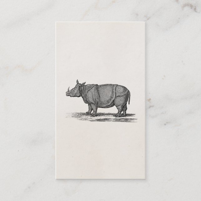 Vintage 1800s Rhinoceros Illustration - Rhino Business Card (Front)