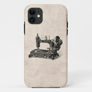 Vintage 1800s Sewing Machine Illustration iPhone 11 Case