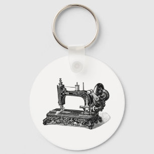 Vintage 1800s Sewing Machine Illustration Key Ring