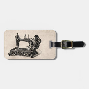 Vintage 1800s Sewing Machine Illustration Luggage Tag