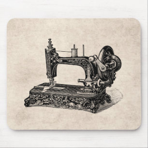 Vintage 1800s Sewing Machine Illustration Mouse Mat