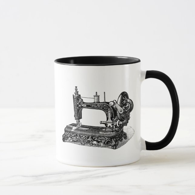 Vintage 1800s Sewing Machine Illustration Mug (Right)