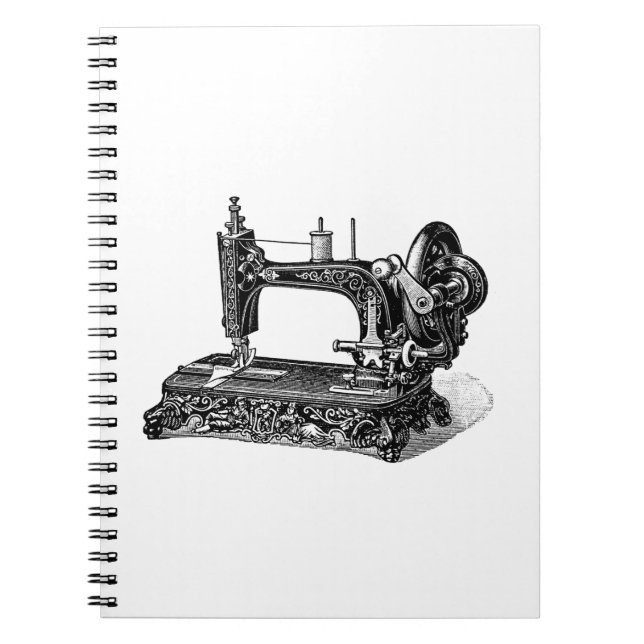 Vintage 1800s Sewing Machine Illustration Notebook (Front)