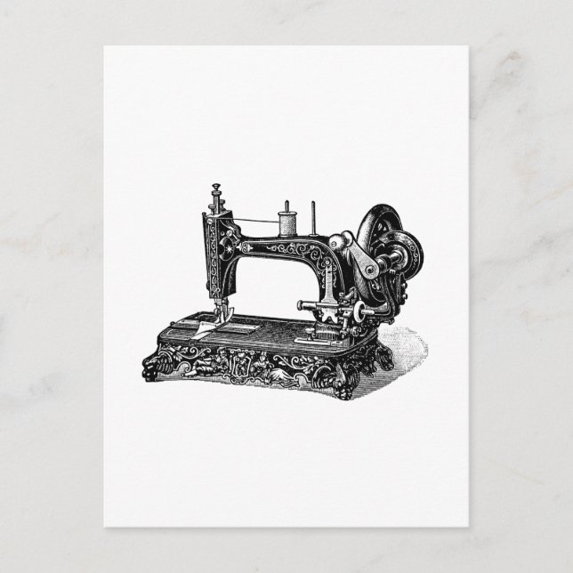 Vintage 1800s Sewing Machine Illustration Postcard (Front)
