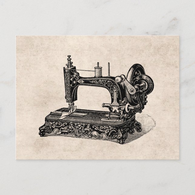 Vintage 1800s Sewing Machine Illustration Postcard (Front)
