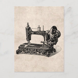 Vintage 1800s Sewing Machine Illustration Postcard