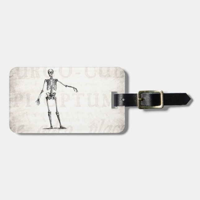 Vintage 1800s Skeleton Retro Skeletons Anatomy Luggage Tag (Front Horizontal)