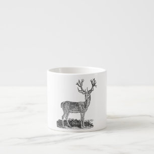 Vintage 1800s Stag Deer Antlers Retro Template Espresso Cup