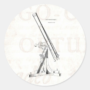Vintage 1800s Telescope Antique Astronomy Template Classic Round Sticker