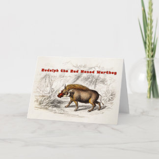 Vintage 1800s the Red Nosed Warthog Hogs Holiday Card