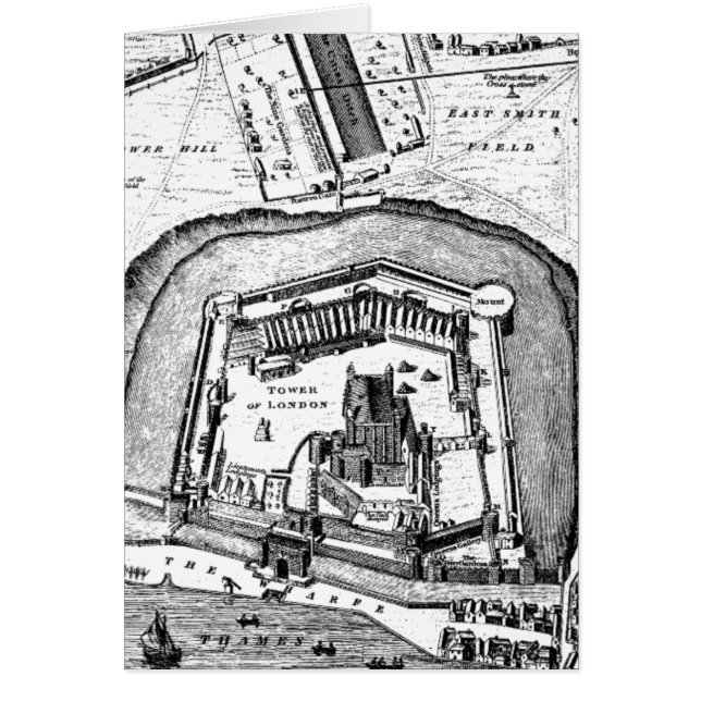 Vintage 1800s Tower of London Retro Map England (Front)