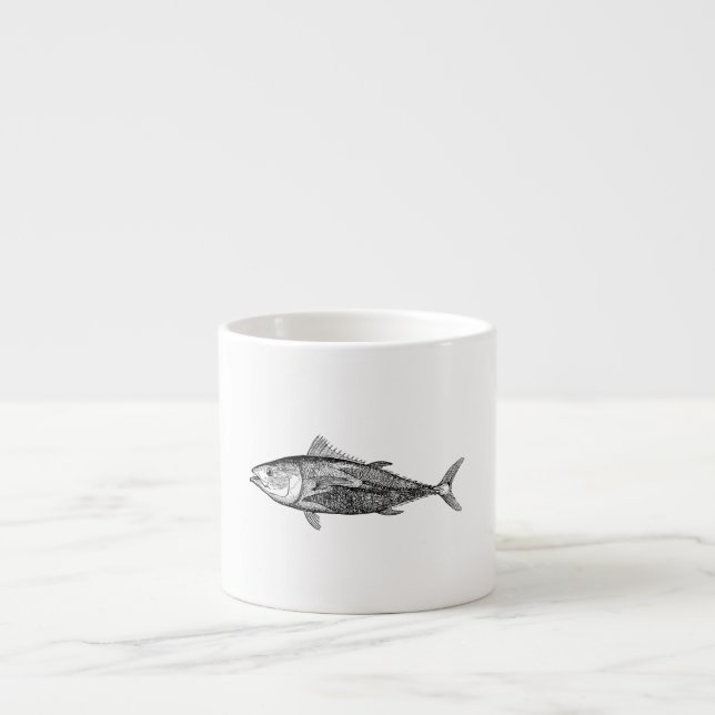 Vintage 1800s Tunny Fish Personalised Fishing Espresso Cup (Front)