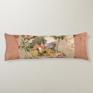 Vintage 1800s Victorian Birthday Floral Country Body Cushion
