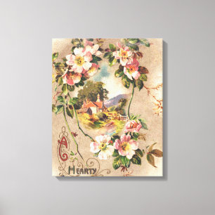 Vintage 1800s Victorian Birthday Floral Country  Canvas Print
