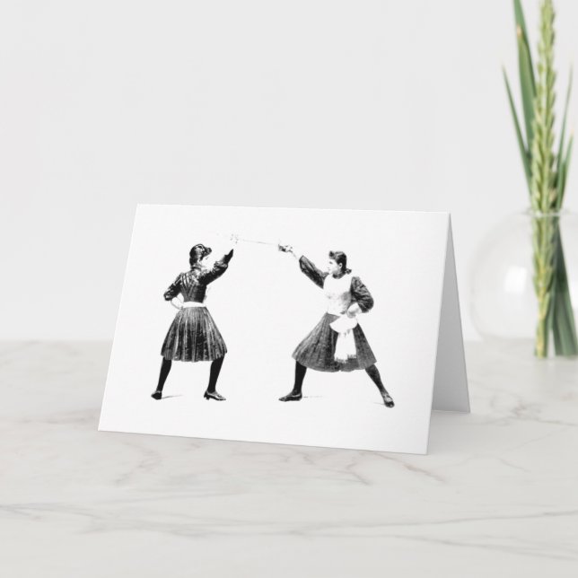 Vintage 1800s Women's Fencing Note Card (Front)