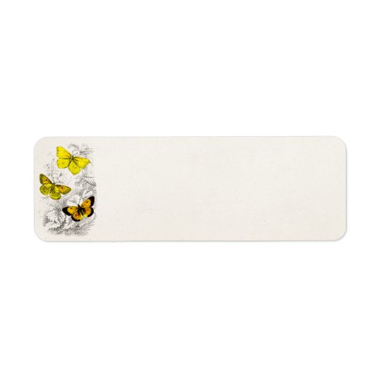 Vintage 1800s Yellow Orange Butterflies Template Return Address Label