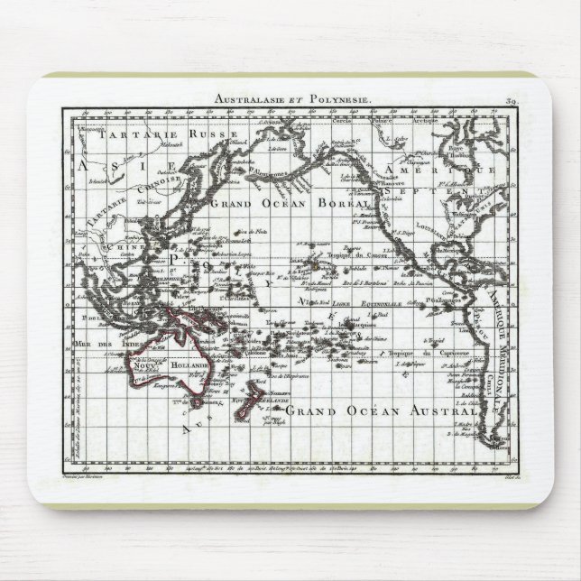 Vintage 1806 Map - Australasie et Polynesie Mouse Mat (Front)