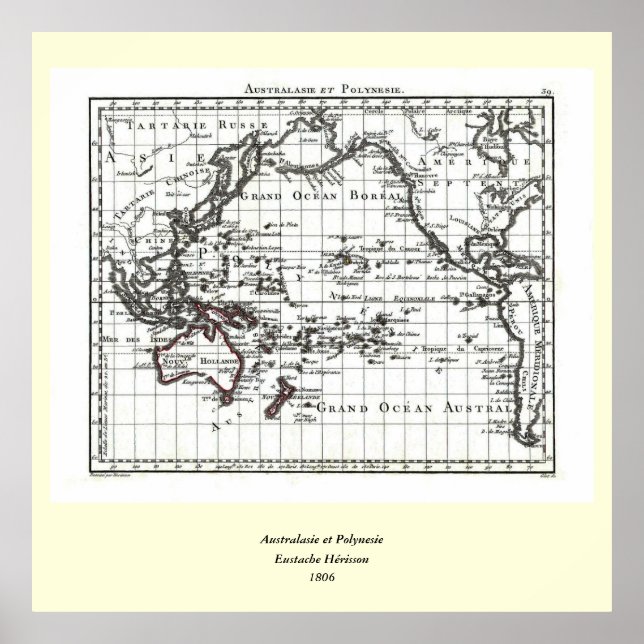 Vintage 1806 Map - Australasie et Polynesie Poster (Front)