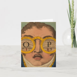 Vintage 1809 Book Man w Opera Glasses Note Card