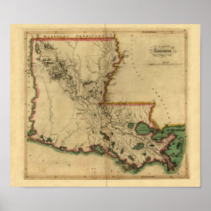 Vintage 1814 Louisiana Map Poster
