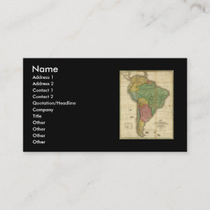 Vintage 1826 South America Map by Anthony Finley Business Card