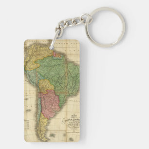 Vintage 1826 South America Map by Anthony Finley Key Ring