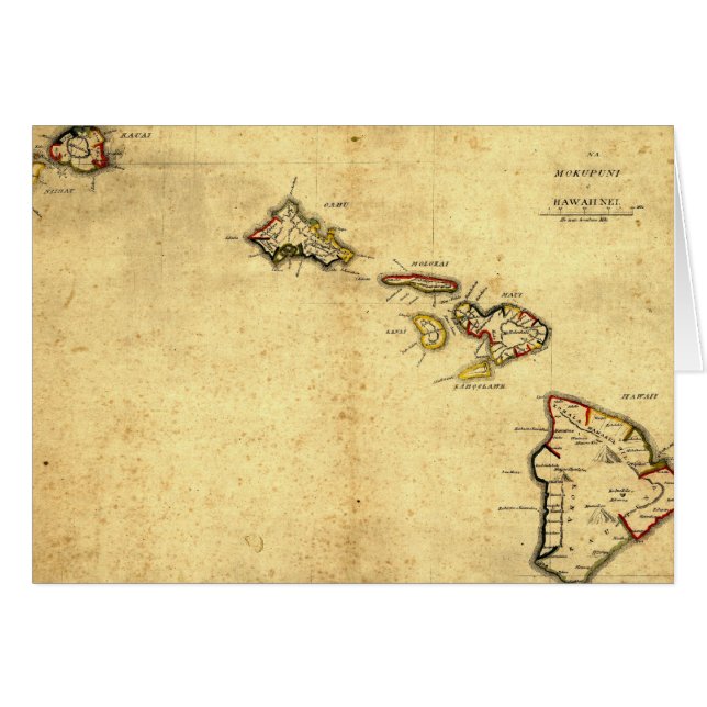 Vintage 1837 Hawaii Map -  Hawaiian Islands (Front Horizontal)