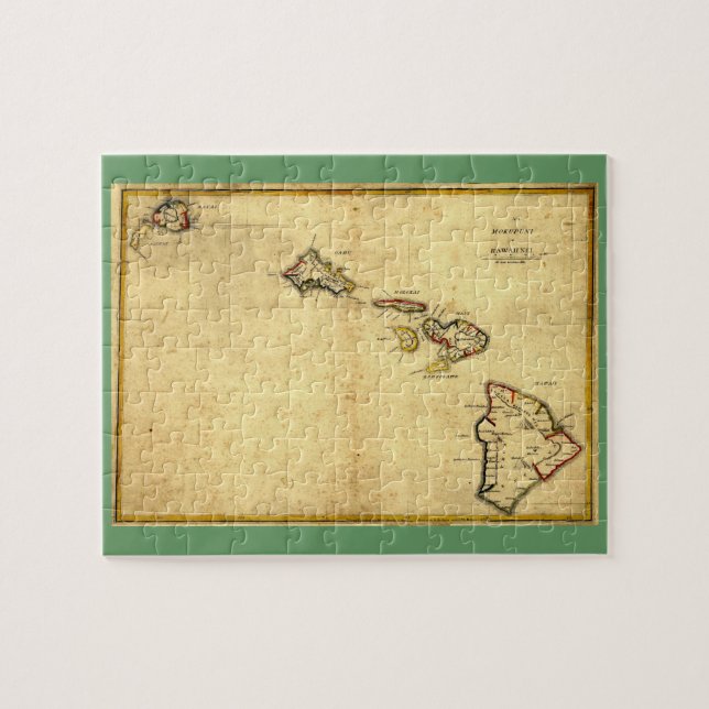 Vintage 1837 Hawaii Map -  Hawaiian Islands Jigsaw Puzzle (Horizontal)